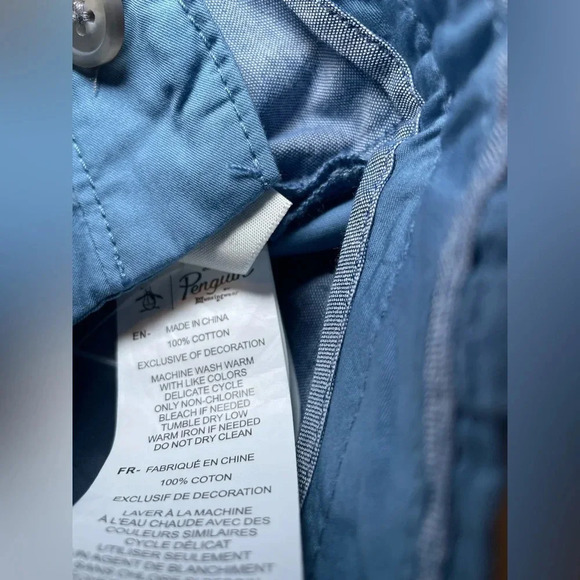 Men’s Original Penguin Twill Chino P55 Shorts Captains Blue Size 30 NEW Slim Fit - Picture 7 of 7